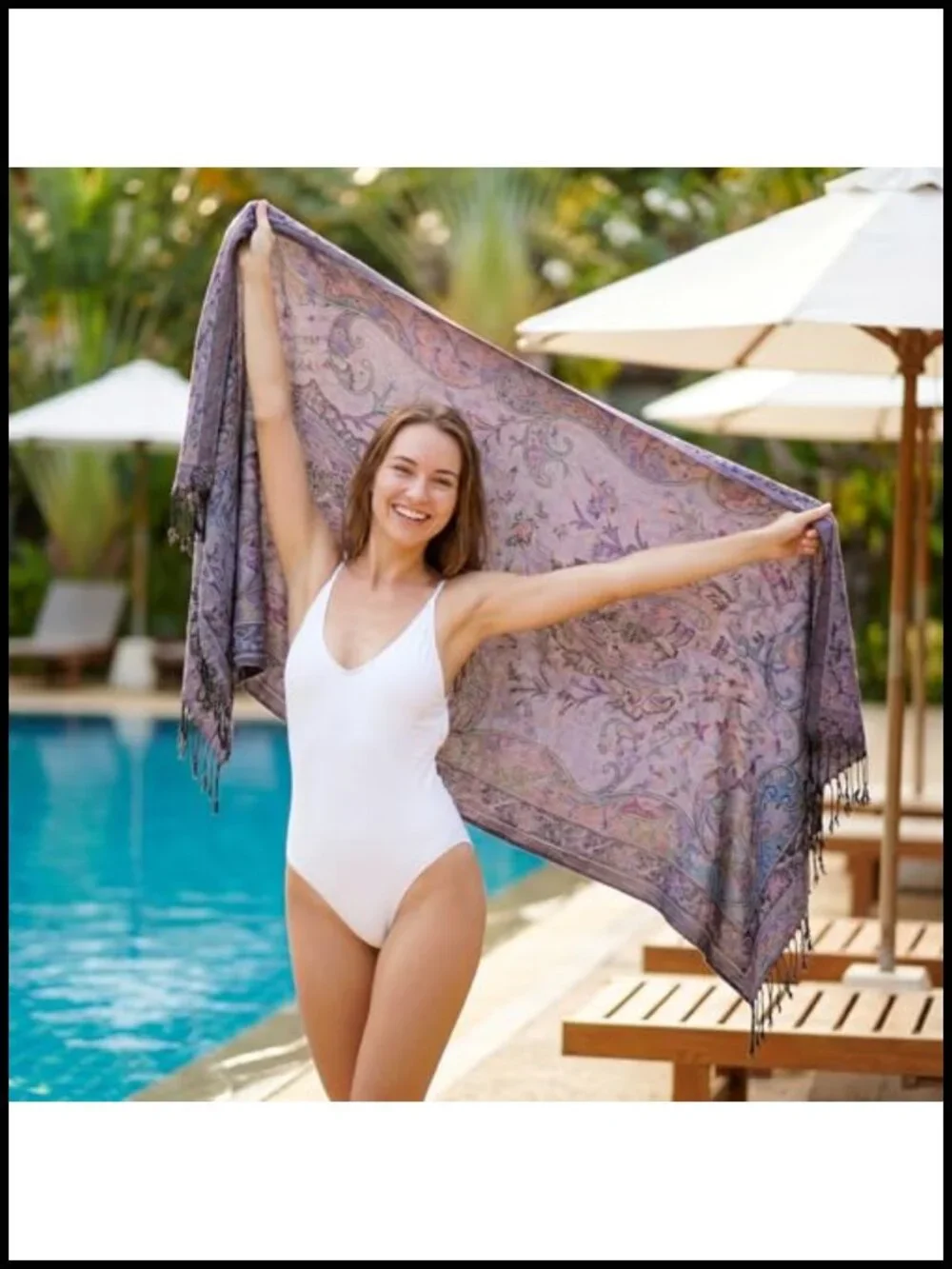 Paisley Shawl Wrap with Fringe Soft Silky Hijab Jacquard Scarf for Evening